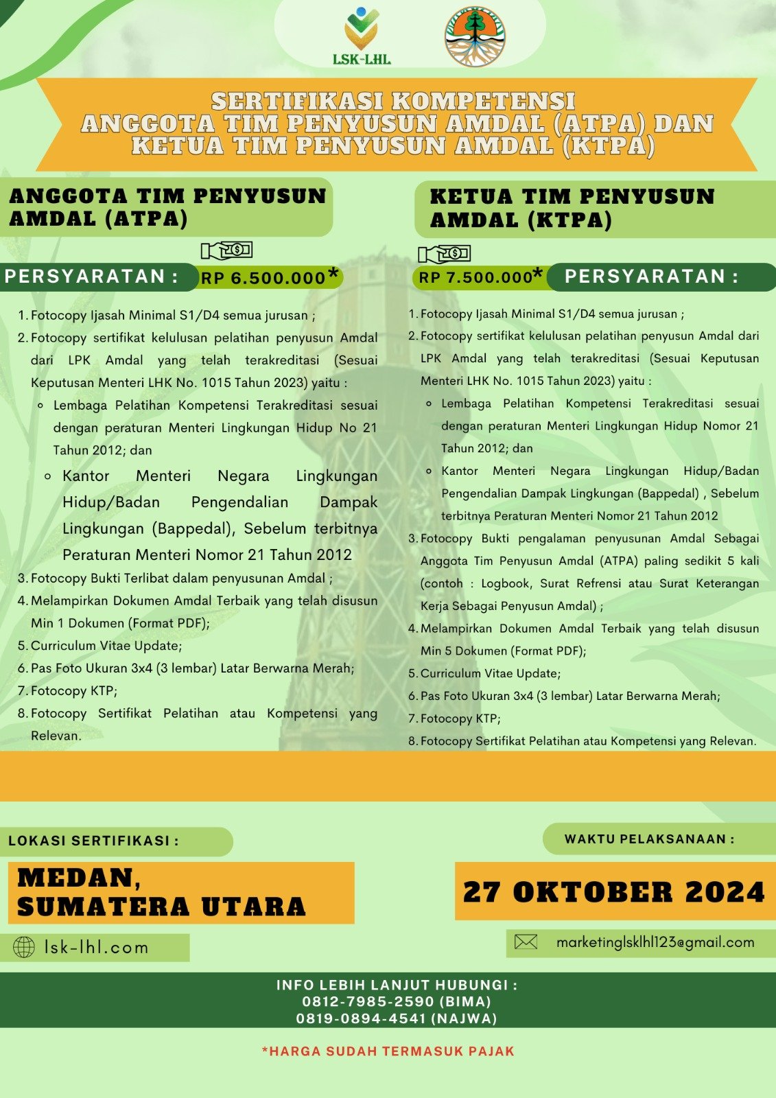 Sertifikasi Kompetensi Anggota Tim Penyusun AMDAL (ATPA) dan Ketua Tim Penyusun Amdal (KTPA)